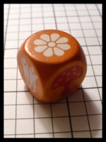 Dice : Dice - Game Dice - Unknown Large Wooden Orange with Flowers - Trade MN Jan 2010